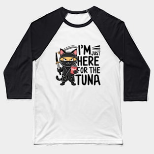 One design features a sneaky ninja cat with a katana in one hand and a can of tuna in the other. (6) Baseball T-Shirt